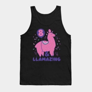 Llamazing 8th Birthday 8 Years Old Llama Girls Kids Gift print Tank Top